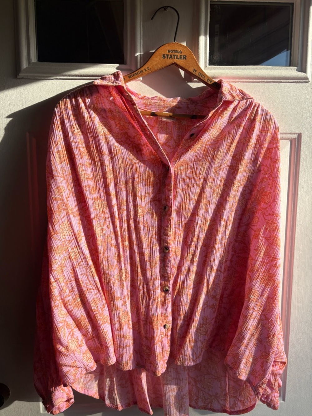 Billabong Women’s Pink & Orange Floral Boho Shirt 100% Viscose Bohemian Size S